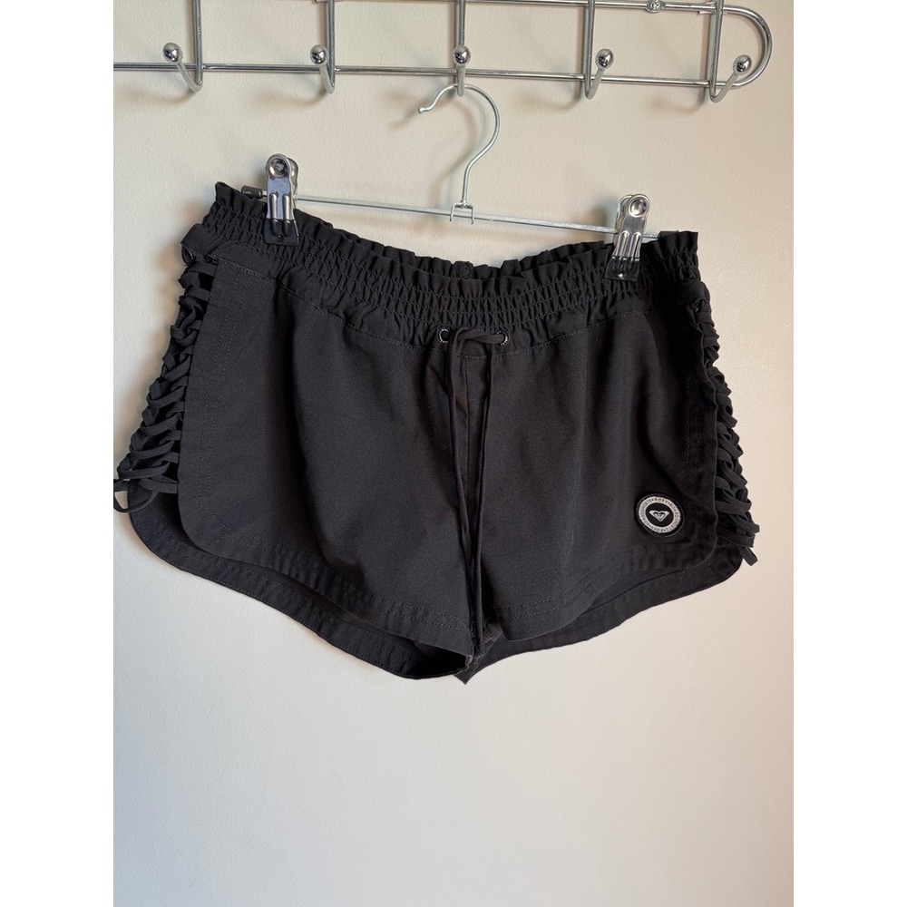 Roxy Boardshorts Womens S Black Lattice Side Smocked Waist Surf Beach Summer